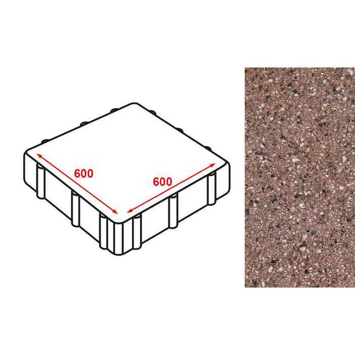 Плита тротуарная Готика Granite FERRO, Емельяновский 600x600x80 мм