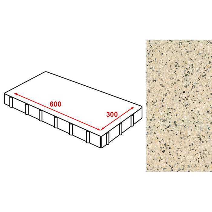 Плита тротуарная без фаски Готика Granite FERRO, Жельтау 600x300x60 мм