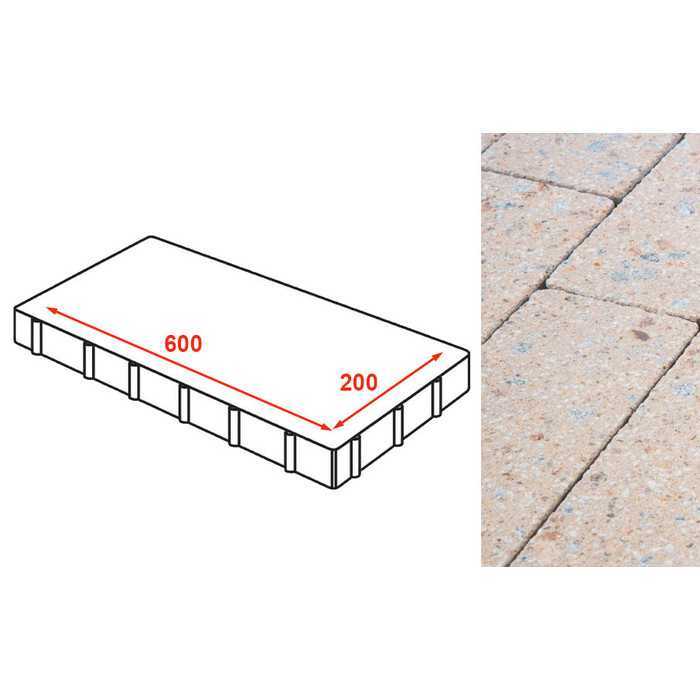 Плита тротуарная Готика Granite FINERRO, Павловское 600x200x80 мм