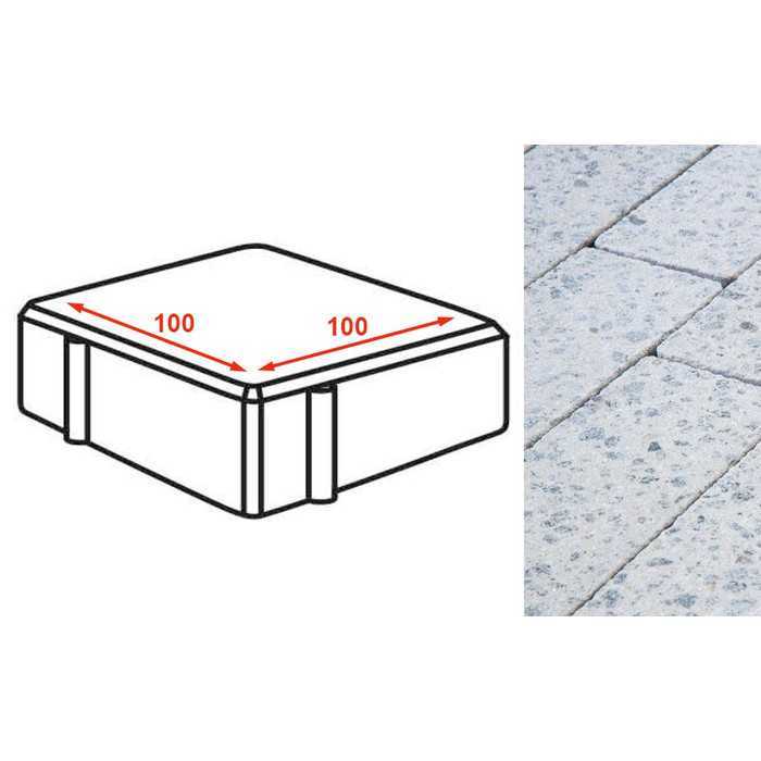 Плита тротуарная Готика Granite FINERRO, квадрат, Мансуровский 100x100x80 мм