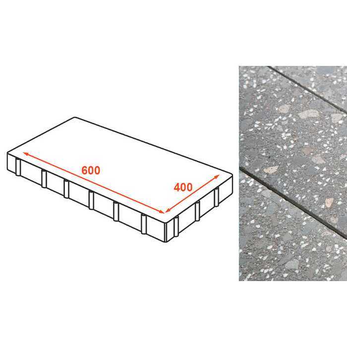 Плита тротуарная Готика Granite FINO, Ильменит 600x400x80 мм